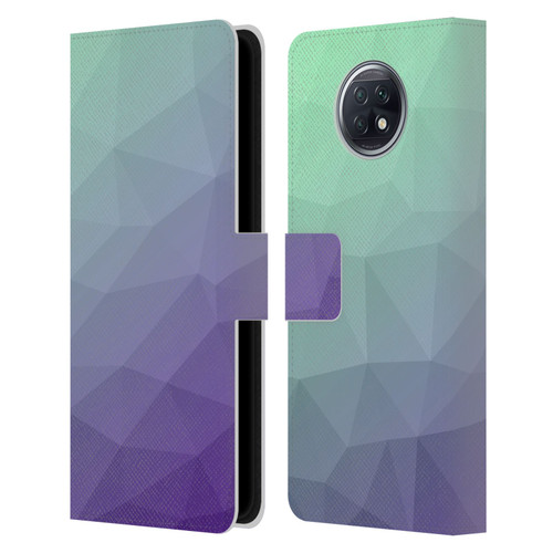 PLdesign Geometric Purple Green Ombre Leather Book Wallet Case Cover For Xiaomi Redmi Note 9T 5G