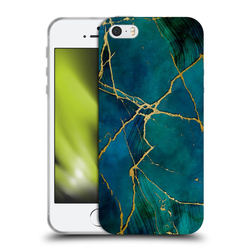 LebensArt Mineral Marble Blue And Gold Soft Gel Case for Apple iPhone 5 / 5s / iPhone SE 2016