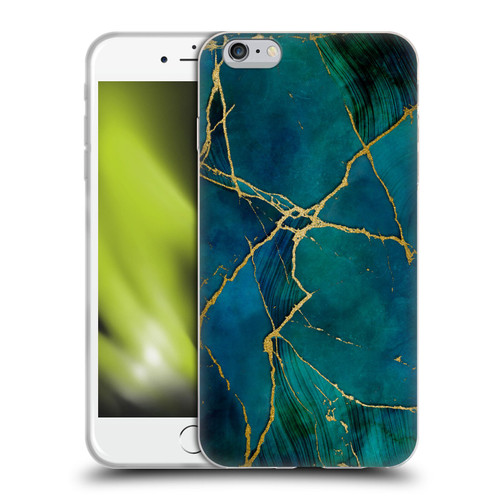 LebensArt Mineral Marble Blue And Gold Soft Gel Case for Apple iPhone 6 Plus / iPhone 6s Plus