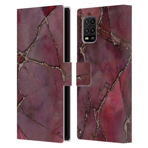 LebensArt Mineral Marble Red Leather Book Wallet Case Cover For Xiaomi Mi 10 Lite 5G