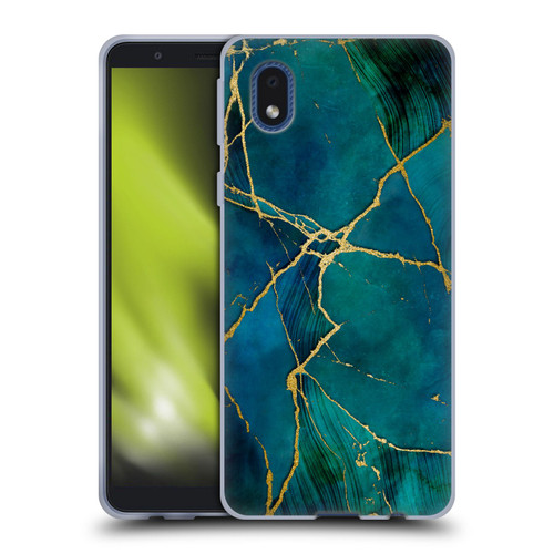 LebensArt Mineral Marble Blue And Gold Soft Gel Case for Samsung Galaxy A01 Core (2020)