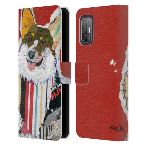 Michel Keck Dogs 2 Corgi Leather Book Wallet Case Cover For HTC Desire 21 Pro 5G