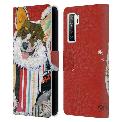 Michel Keck Dogs 2 Corgi Leather Book Wallet Case Cover For Huawei Nova 7 SE/P40 Lite 5G