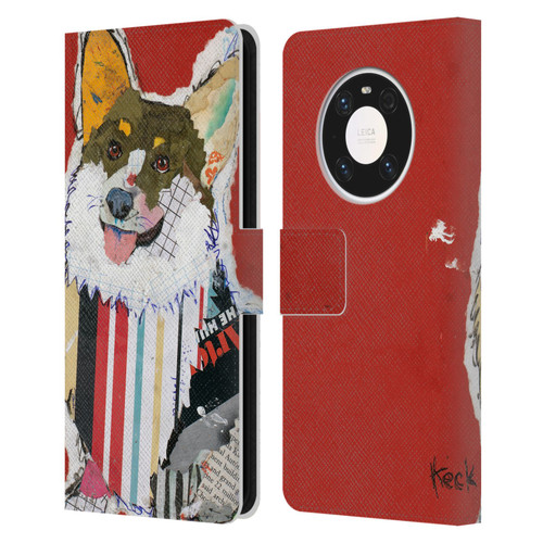 Michel Keck Dogs 2 Corgi Leather Book Wallet Case Cover For Huawei Mate 40 Pro 5G