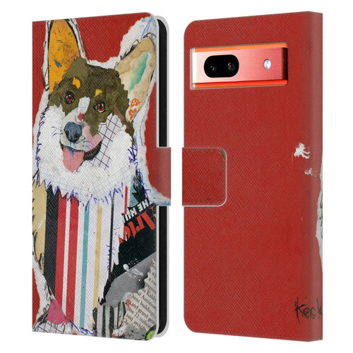 Michel Keck Dogs 2 Corgi Leather Book Wallet Case Cover For Google Pixel 7a