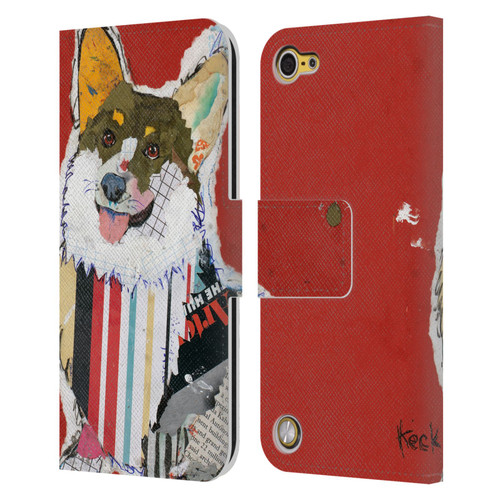 Michel Keck Dogs 2 Corgi Leather Book Wallet Case Cover For Apple iPod Touch 5G 5th Gen