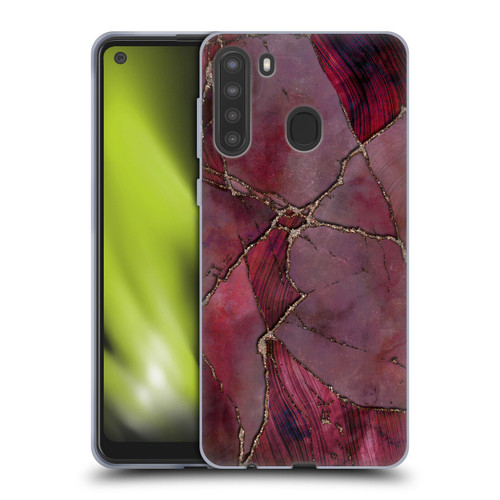 LebensArt Mineral Marble Red Soft Gel Case for Samsung Galaxy A21 (2020)