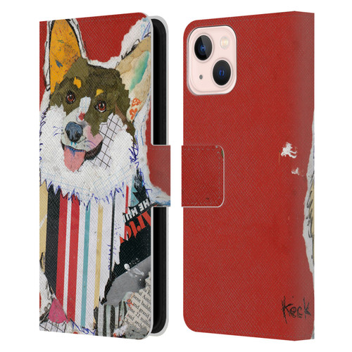 Michel Keck Dogs 2 Corgi Leather Book Wallet Case Cover For Apple iPhone 13