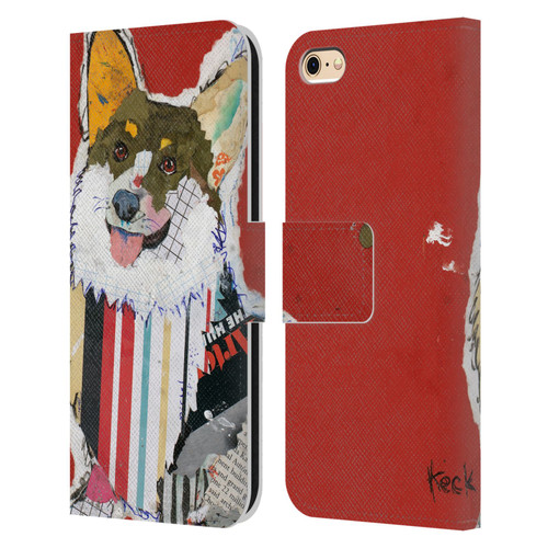 Michel Keck Dogs 2 Corgi Leather Book Wallet Case Cover For Apple iPhone 6 / iPhone 6s