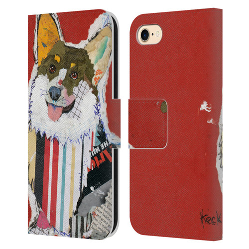 Michel Keck Dogs 2 Corgi Leather Book Wallet Case Cover For Apple iPhone 7 / 8 / SE 2020 & 2022