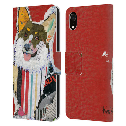 Michel Keck Dogs 2 Corgi Leather Book Wallet Case Cover For Apple iPhone XR