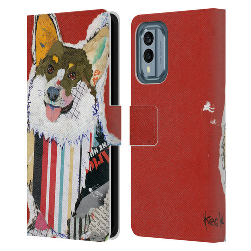 Michel Keck Dogs 2 Corgi Leather Book Wallet Case Cover For Nokia X30