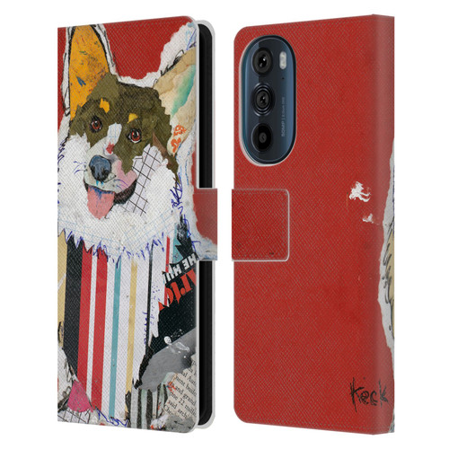 Michel Keck Dogs 2 Corgi Leather Book Wallet Case Cover For Motorola Edge 30