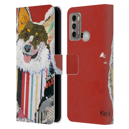 Michel Keck Dogs 2 Corgi Leather Book Wallet Case Cover For Motorola Moto G60 / Moto G40 Fusion