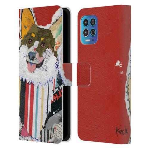 Michel Keck Dogs 2 Corgi Leather Book Wallet Case Cover For Motorola Moto G100