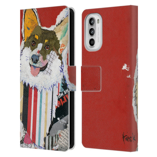 Michel Keck Dogs 2 Corgi Leather Book Wallet Case Cover For Motorola Moto G52