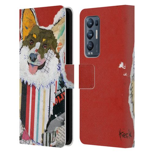 Michel Keck Dogs 2 Corgi Leather Book Wallet Case Cover For OPPO Find X3 Neo / Reno5 Pro+ 5G