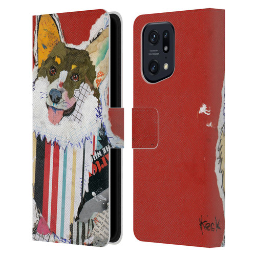 Michel Keck Dogs 2 Corgi Leather Book Wallet Case Cover For OPPO Find X5 Pro