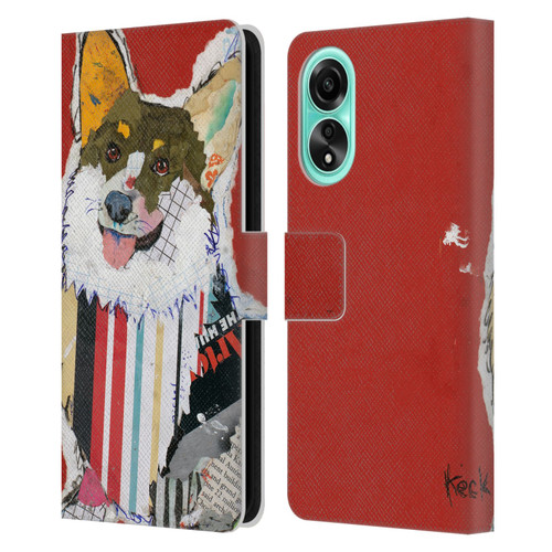 Michel Keck Dogs 2 Corgi Leather Book Wallet Case Cover For OPPO A78 4G