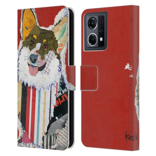 Michel Keck Dogs 2 Corgi Leather Book Wallet Case Cover For OPPO Reno8 4G