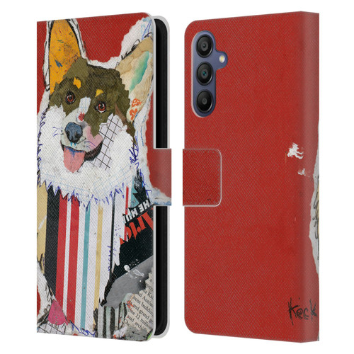 Michel Keck Dogs 2 Corgi Leather Book Wallet Case Cover For Samsung Galaxy A15