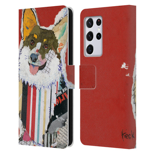 Michel Keck Dogs 2 Corgi Leather Book Wallet Case Cover For Samsung Galaxy S21 Ultra 5G