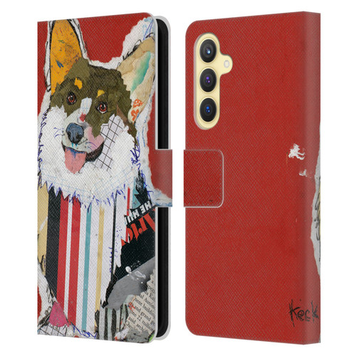 Michel Keck Dogs 2 Corgi Leather Book Wallet Case Cover For Samsung Galaxy S23 FE 5G