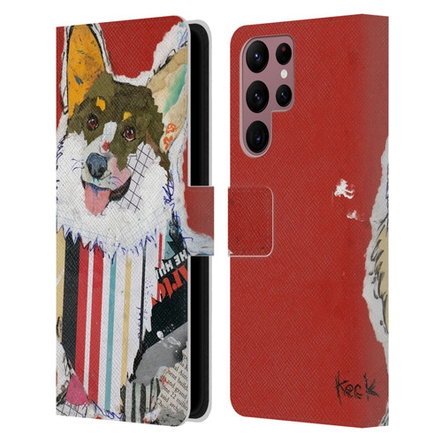 Michel Keck Dogs 2 Corgi Leather Book Wallet Case Cover For Samsung Galaxy S22 Ultra 5G