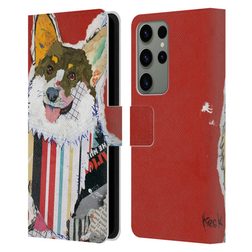 Michel Keck Dogs 2 Corgi Leather Book Wallet Case Cover For Samsung Galaxy S23 Ultra 5G