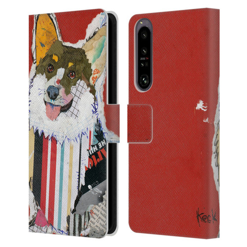 Michel Keck Dogs 2 Corgi Leather Book Wallet Case Cover For Sony Xperia 1 IV