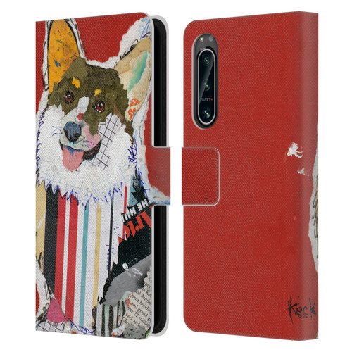 Michel Keck Dogs 2 Corgi Leather Book Wallet Case Cover For Sony Xperia 5 IV