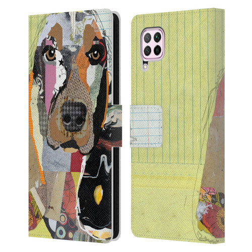 Michel Keck Dogs Basset Hound Leather Book Wallet Case Cover For Huawei Nova 6 SE / P40 Lite