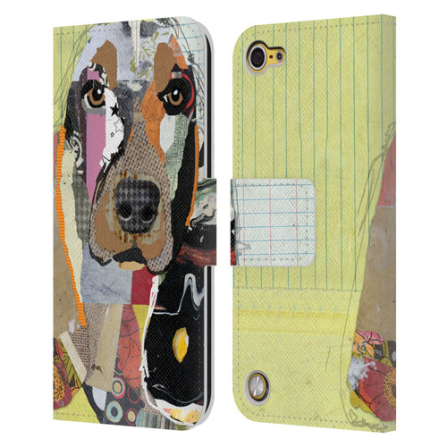 Michel Keck Dogs Basset Hound Leather Book Wallet Case Cover For Apple iPod Touch 5G 5th Gen