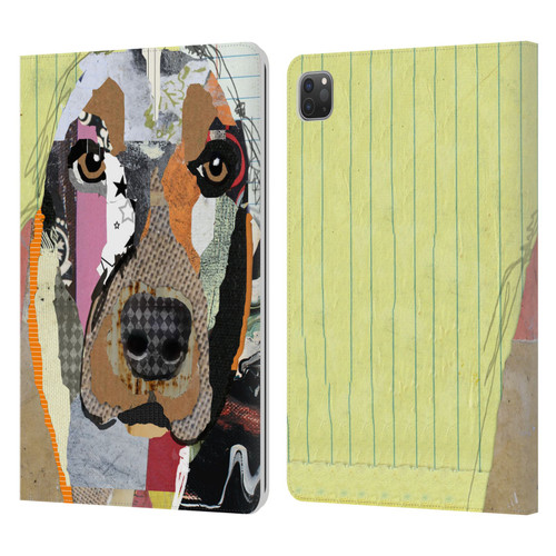 Michel Keck Dogs Basset Hound Leather Book Wallet Case Cover For Apple iPad Pro 11 2020 / 2021 / 2022