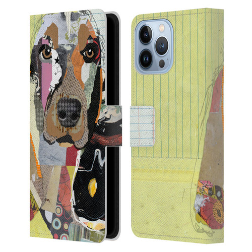 Michel Keck Dogs Basset Hound Leather Book Wallet Case Cover For Apple iPhone 13 Pro Max