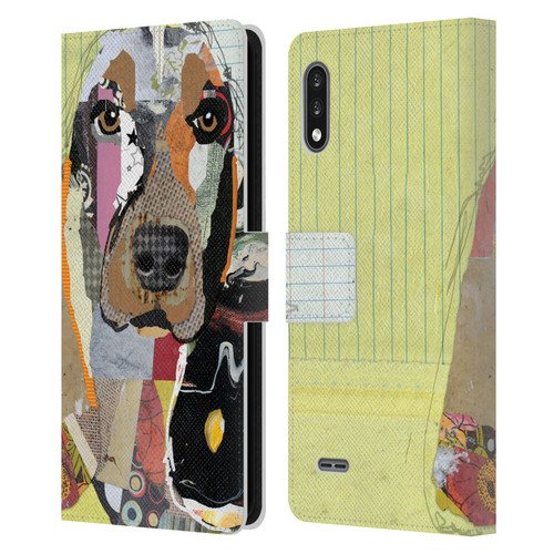 Michel Keck Dogs Basset Hound Leather Book Wallet Case Cover For LG K22