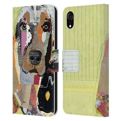 Michel Keck Dogs Basset Hound Leather Book Wallet Case Cover For Apple iPhone XR