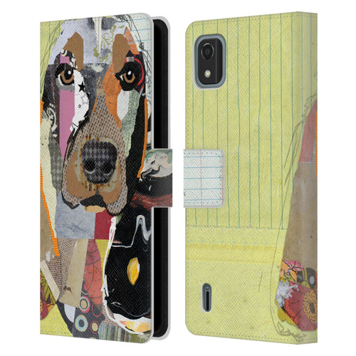 Michel Keck Dogs Basset Hound Leather Book Wallet Case Cover For Nokia C2 2nd Edition