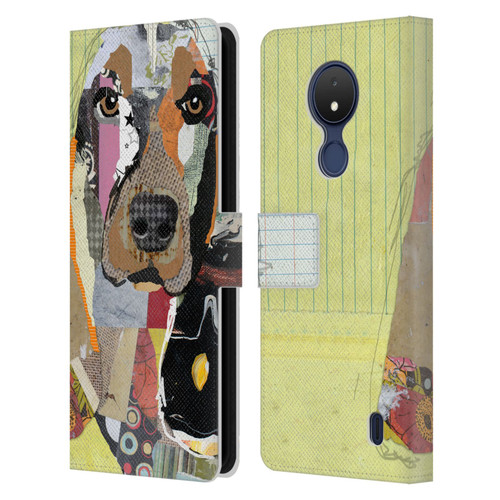 Michel Keck Dogs Basset Hound Leather Book Wallet Case Cover For Nokia C21