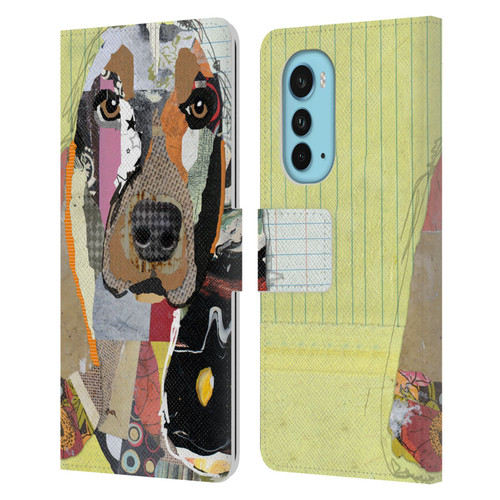 Michel Keck Dogs Basset Hound Leather Book Wallet Case Cover For Motorola Edge (2022)