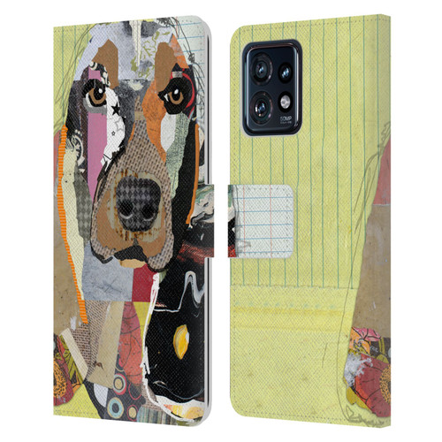 Michel Keck Dogs Basset Hound Leather Book Wallet Case Cover For Motorola Moto Edge 40 Pro