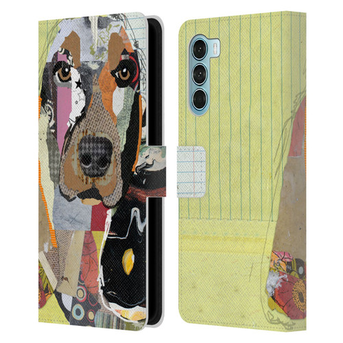 Michel Keck Dogs Basset Hound Leather Book Wallet Case Cover For Motorola Edge S30 / Moto G200 5G