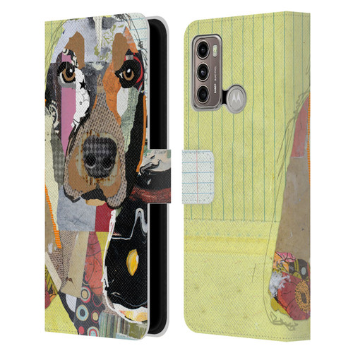 Michel Keck Dogs Basset Hound Leather Book Wallet Case Cover For Motorola Moto G60 / Moto G40 Fusion