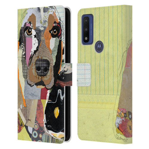 Michel Keck Dogs Basset Hound Leather Book Wallet Case Cover For Motorola G Pure