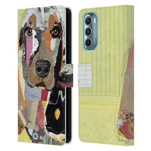 Michel Keck Dogs Basset Hound Leather Book Wallet Case Cover For Motorola Moto G Stylus 5G (2022)