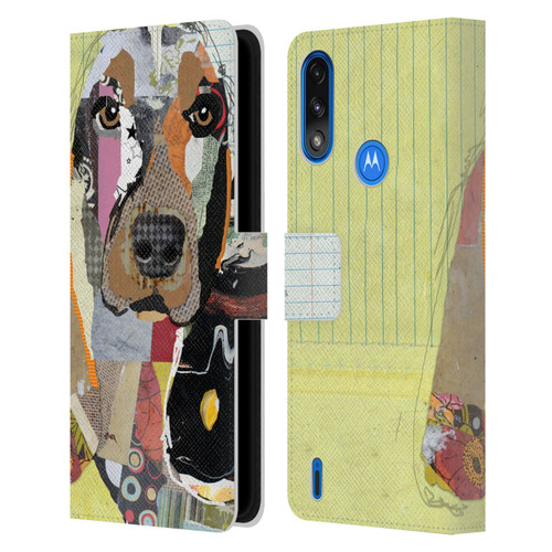 Michel Keck Dogs Basset Hound Leather Book Wallet Case Cover For Motorola Moto E7 Power / Moto E7i Power