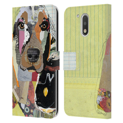 Michel Keck Dogs Basset Hound Leather Book Wallet Case Cover For Motorola Moto G41