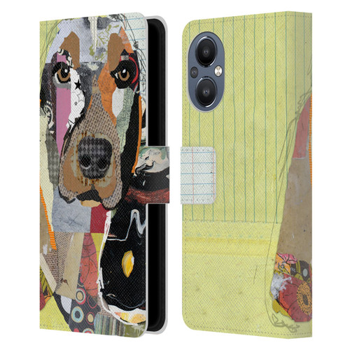 Michel Keck Dogs Basset Hound Leather Book Wallet Case Cover For OnePlus Nord N20 5G