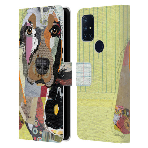 Michel Keck Dogs Basset Hound Leather Book Wallet Case Cover For OnePlus Nord N10 5G