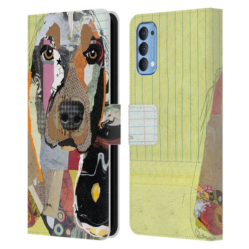 Michel Keck Dogs Basset Hound Leather Book Wallet Case Cover For OPPO Reno 4 5G